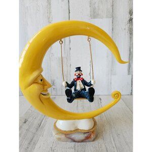 Ron Lee swinging Moon clown unique 1998 vintage statue gold figurine